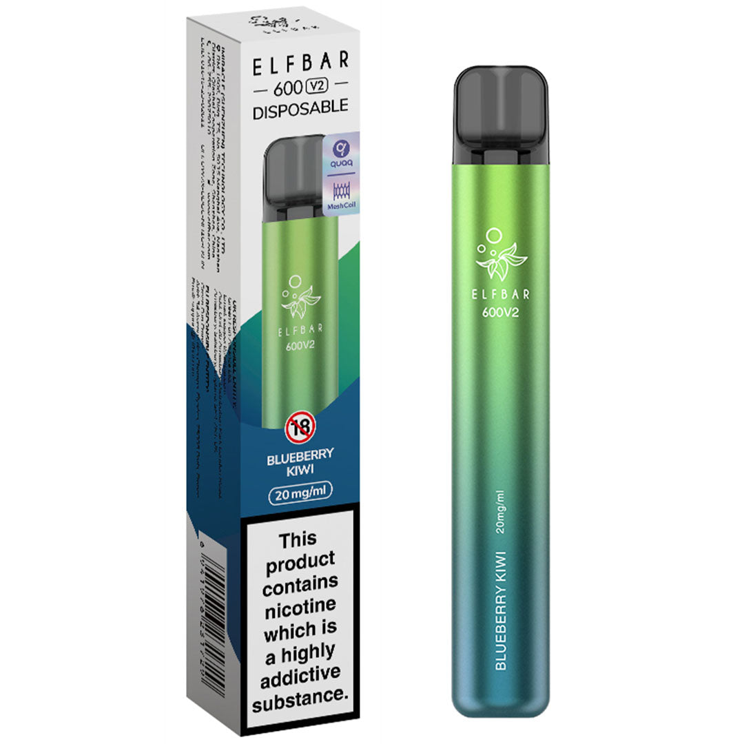 Elf Bar 600 V2 Disposable vape - Short date July-Sept  Elf Bar Blueberry Kiwi  