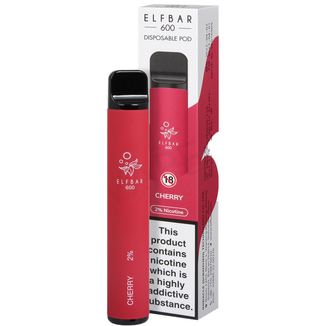 Elf Bar 600 V1 Disposable Pod Device 2%  Elf Bar Cherry 20mg 