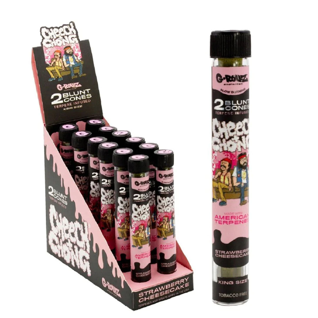 G-ROLLZ Blunt Cones - 12 Tubes Per Box - 2 Cones Per Tube  G-ROLLZ (Cheech & Chong) Strawberry Cheesecake  