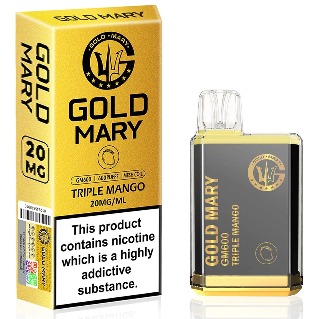 Gold Mary GM600 Disposable Vape 2%  Gold Mary Triple mango  