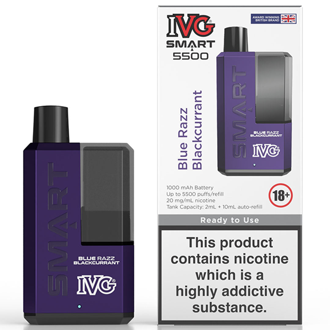 IVG Smart 5500 Disposable Vape  I VG Blue Razz Blackcurrant  