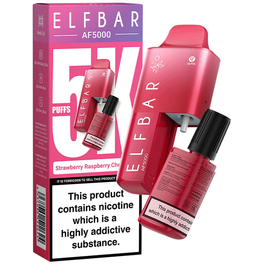 ELFBAR AF5000 Disposable Pod System 20mg  Elf Bar Strawberry Raspberry Cherry Ice  