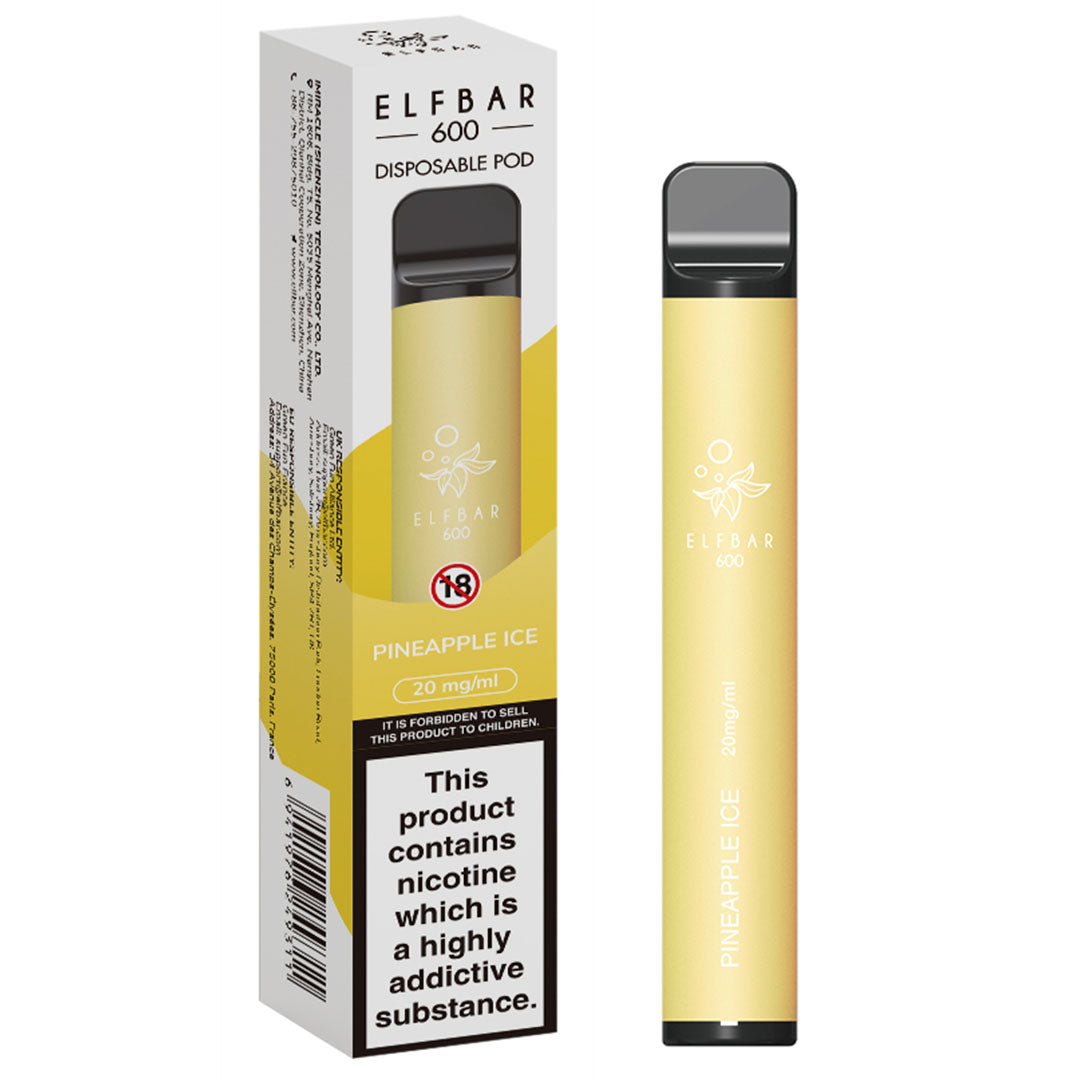 Elf Bar 600 V1 Disposable Pod Device 2%  Elf Bar Pineapple Ice 20mg 