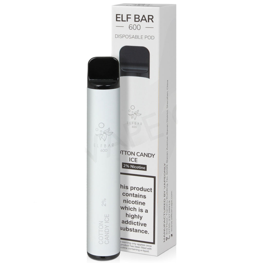 Elf Bar 600 V1 Disposable Pod Device 2%  Elf Bar P&B Cloudd (Cotton Candy ice) 20mg 