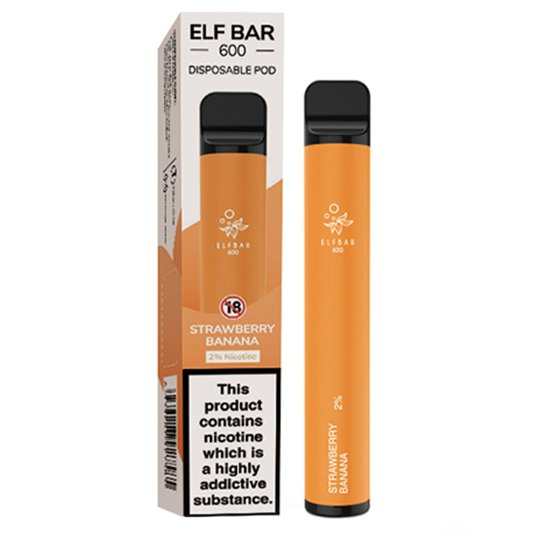 Elf Bar 600 V1 Disposable Pod Device 2%  Elf Bar Strawberry Banana 20mg 