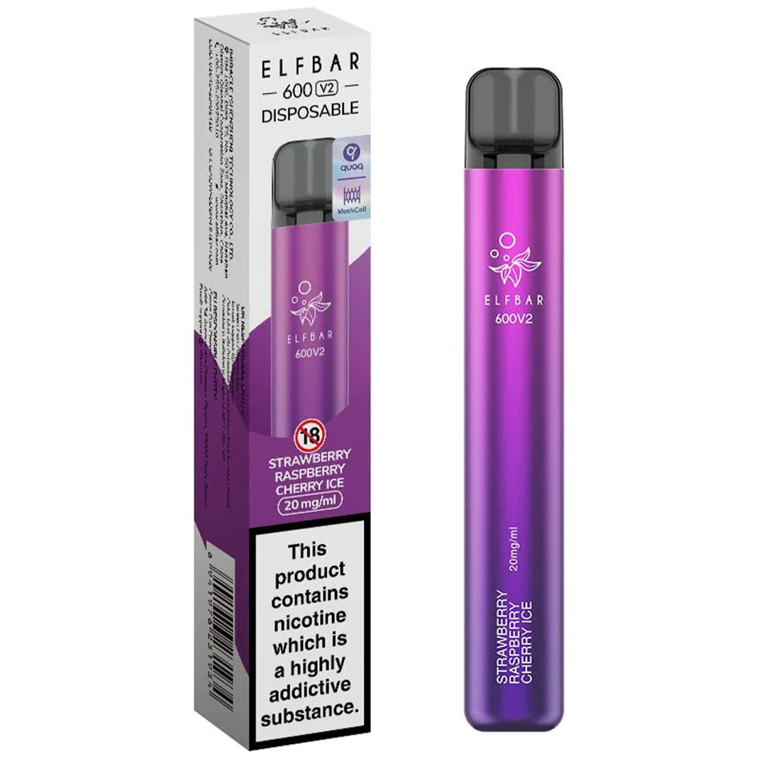 Elf Bar 600 V2 Disposable vape - Short date July-Sept  Elf Bar Grape Raspberry  