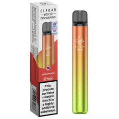 Elf Bar 600 V2 Disposable vape - Short date July-Sept  Elf Bar Apple Peach  