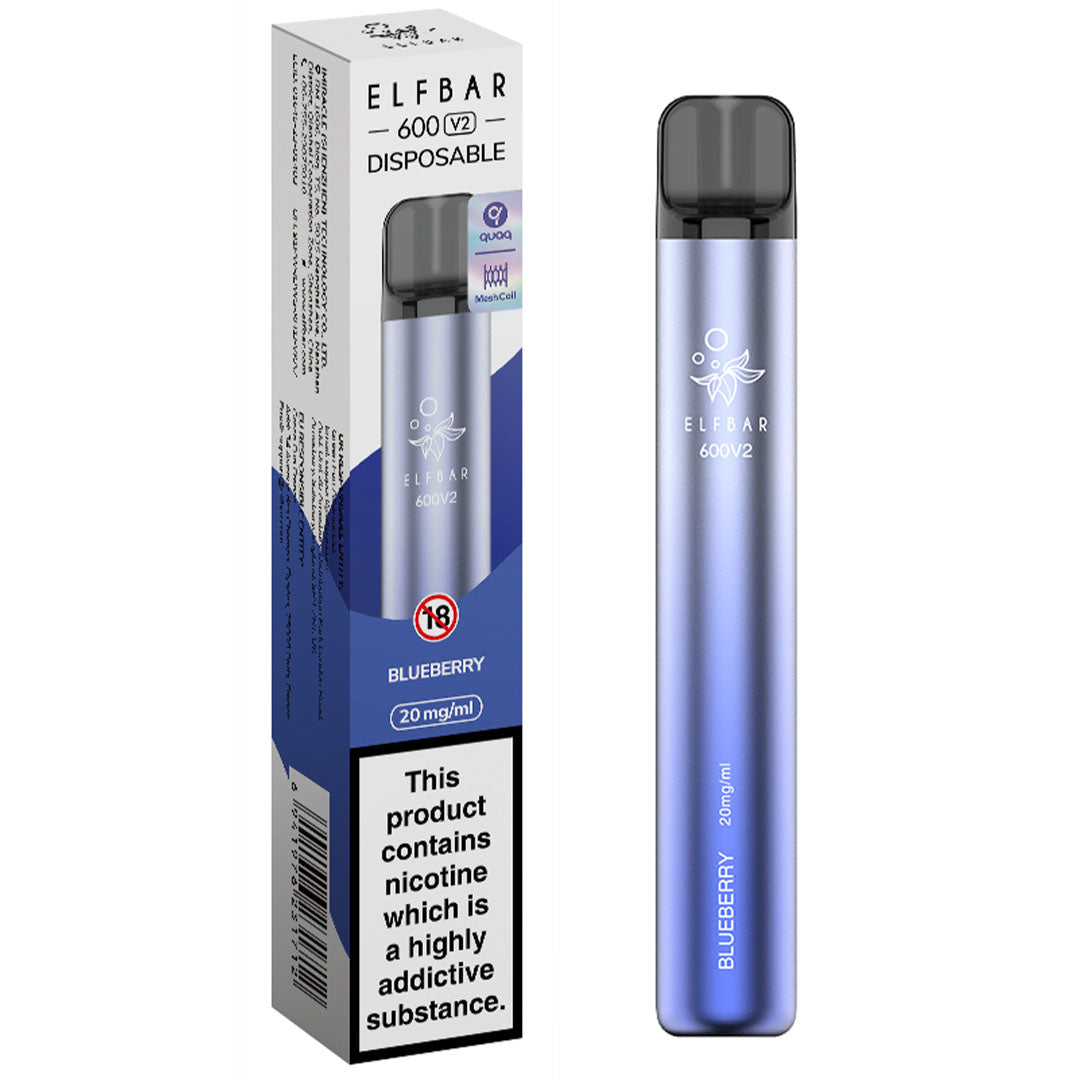 Elf Bar 600 V2 Disposable vape - Short date July-Sept  Elf Bar Blueberry  