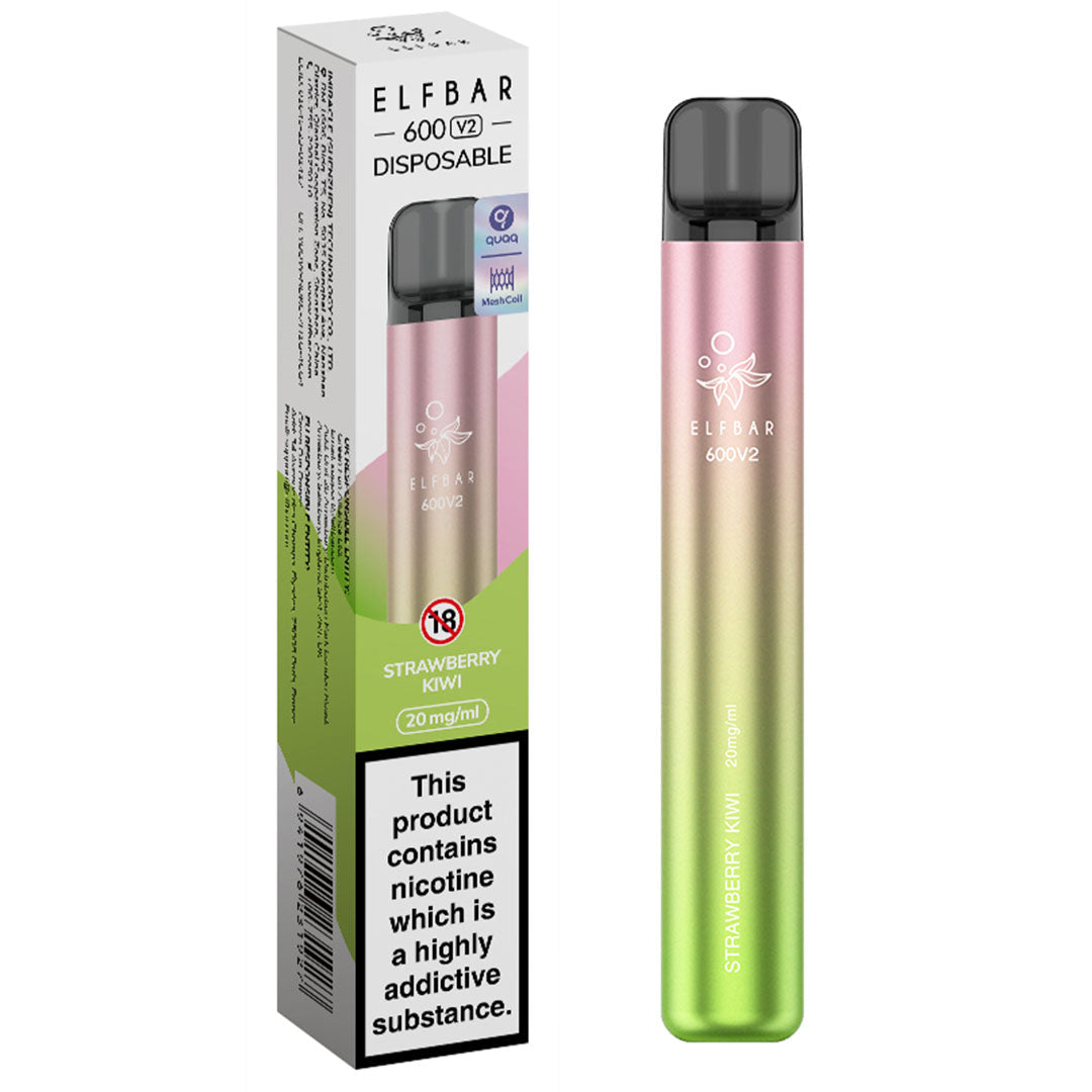 Elf Bar 600 V2 Disposable vape - Short date July-Sept  Elf Bar Strawberry Kiwi  