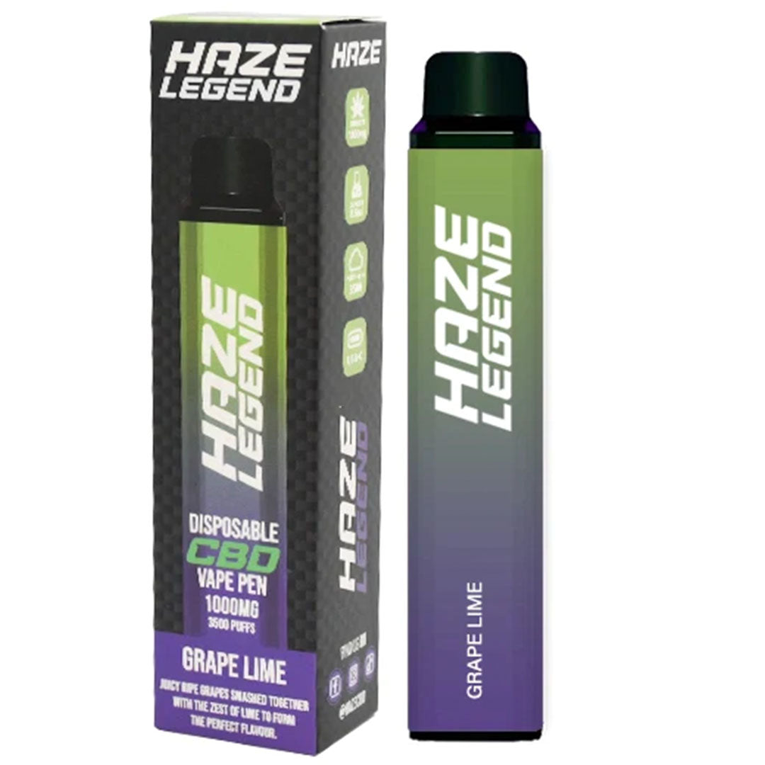 Haze Legend Disposable CBD Bar 1000mg 3500 puffs  Haze CBD Grape Lime  